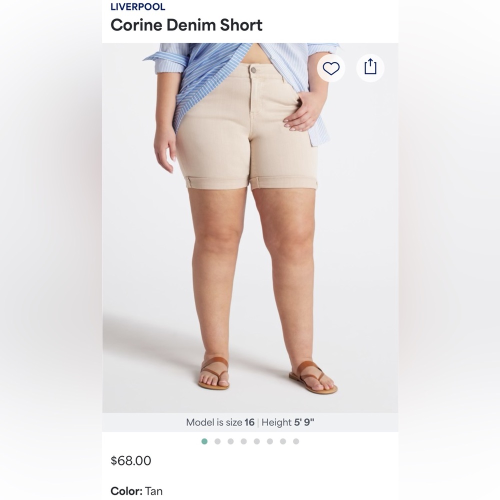 Liverpool Corine Denim Short in Tan / Walking Short/ size 20 EUC